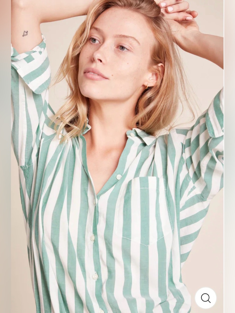 BNWT Trovata Birds of Paradis Oversized Blake Arbor Striped Button-Down $238